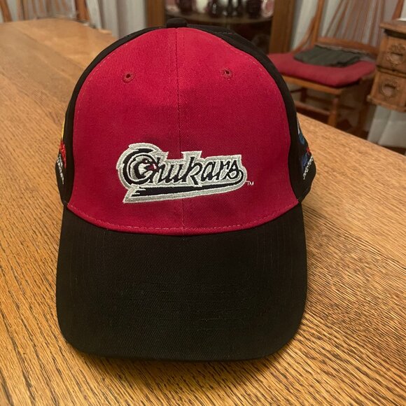 Men's Idaho Falls Chukars Red/Black Hook and Loop Baseball Hat Cap - Picture 2 of 10